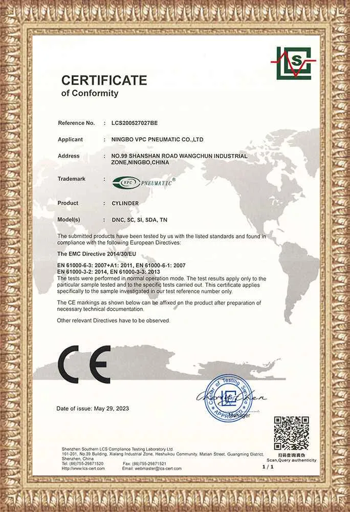CE Cert пневматический цилиндр
