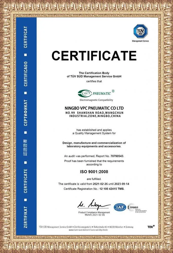 VPC pneumatic CE cert